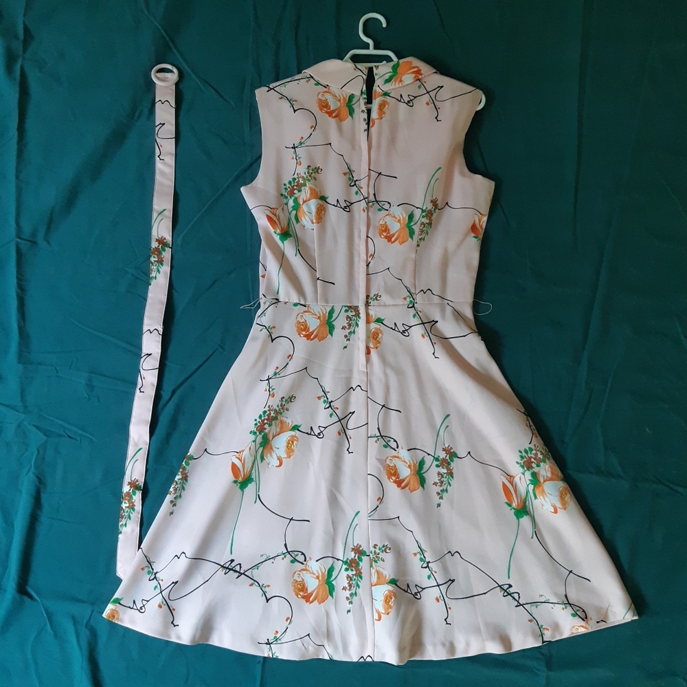 1960 Vintage Pink Sleeveless Dress Polyester Knee Length - Picture 2 of 16